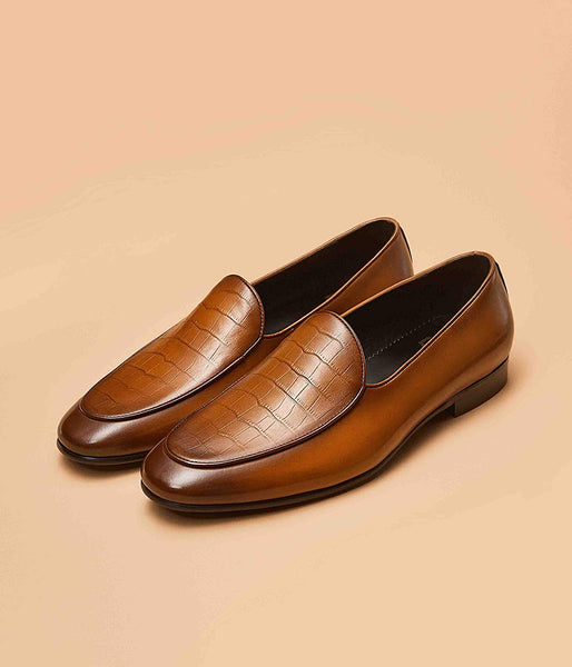 Casual Brown Slip-On Loafers Leather Formal Shoes