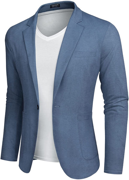 Men's Blue Lightweight Long Sleeve Lapel Blazer