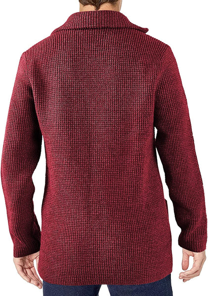 Formal Wine Shawl Collar Cardigan Sweater with Pockets