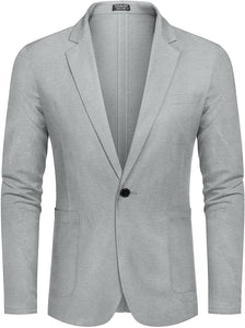 Men's Gray Lightweight Long Sleeve Lapel Blazer