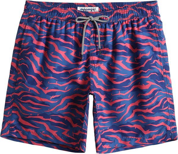 Men's Quick Dry Blue Fish Printed Short Swim Trunks