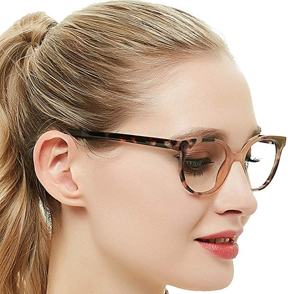 Vintage Style Pink & Brown Gradient Round Clear Reader Style Eyewear