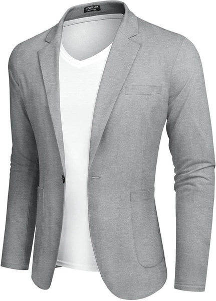 Men's Gray Lightweight Long Sleeve Lapel Blazer