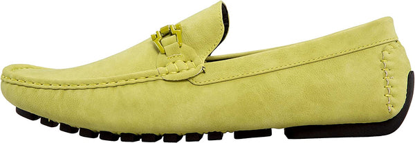 Men's Elegant Lime Moccasin Velvet Shoes