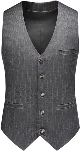 Pinstripe Grey Charming 3 Piece Double Breasted Suit