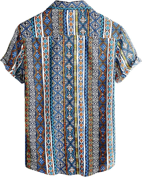 Men's Festival Multi Print Casual Short Sleeve Shirt