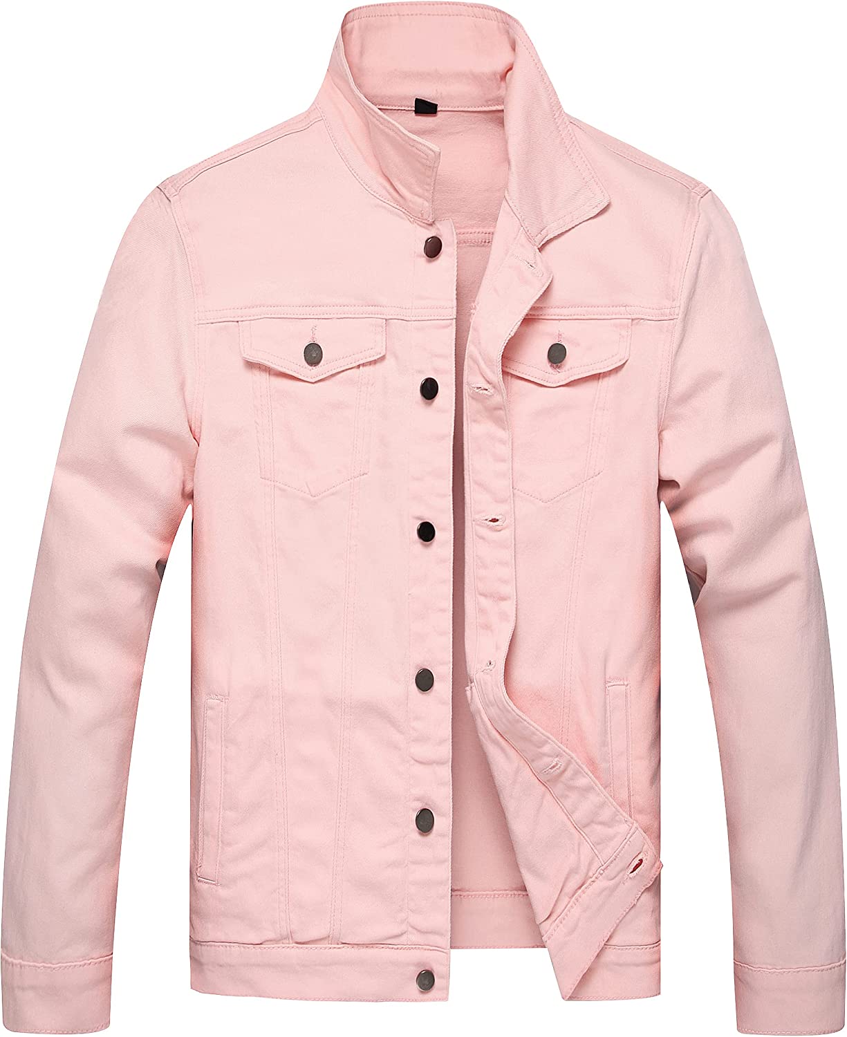 Classic Single-Breasted Pink Men's Denim Jacket