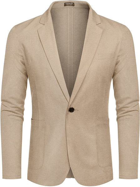 Men's Khaki Lightweight Notched Long Sleeve Lapel Blazer