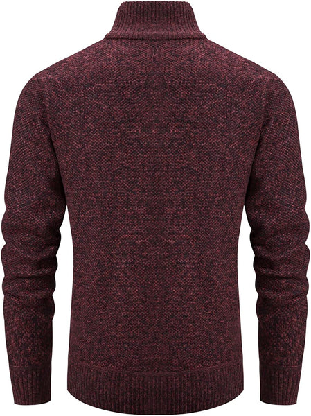 Wine Red Slim Fit Sweater Knitted Cardigan with Pockets