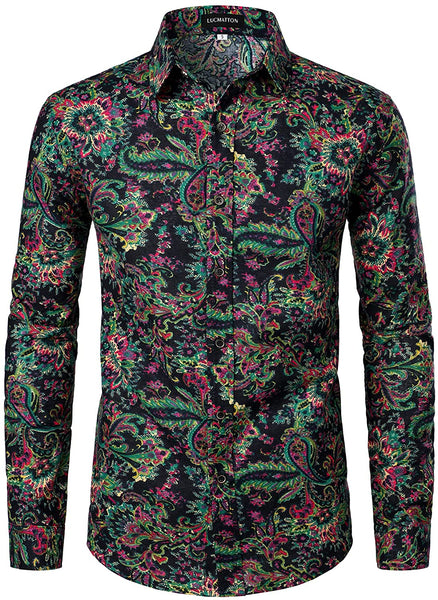 Men's Stylish Floral Long Sleeve Slim Fit Shirt