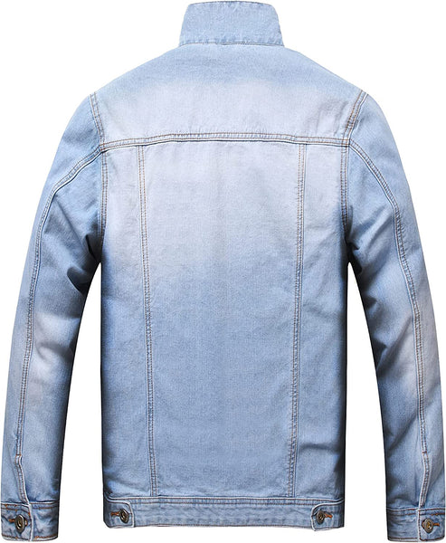 Ripped Light Blue Trucker Jean Long Sleeve Men's Denim Jacket