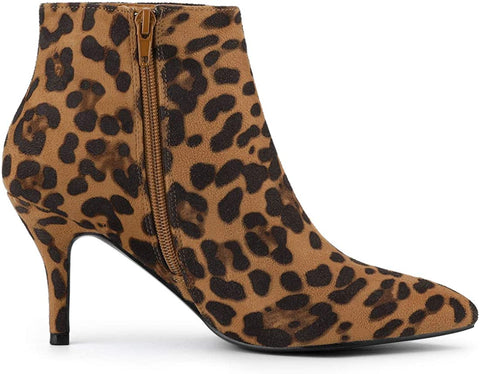 Dreamy Seira Leopard Stiletto Pointed Toe Side Zipper Boots