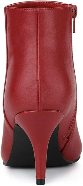 Dreamy Seira Red Stiletto Pointed Toe Side Zipper Boots