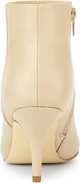 Dreamy Seira Beige Stiletto Pointed Toe Side Zipper Boots