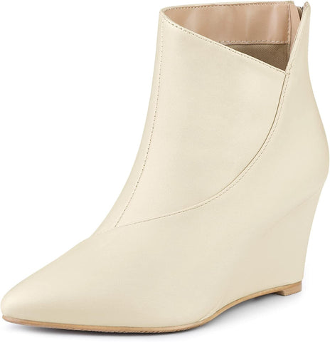 Modern Aella Beige Low Wedge Ankle Boots