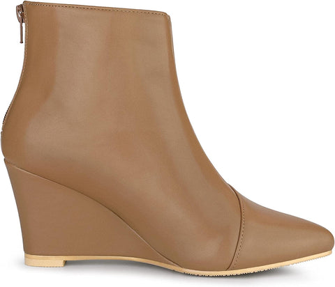 Modern Aella Brown Low Wedge Ankle Boots