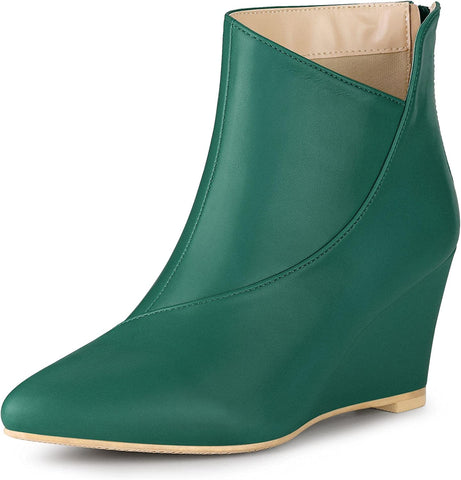 Modern Aella Green Low Wedge Ankle Boots