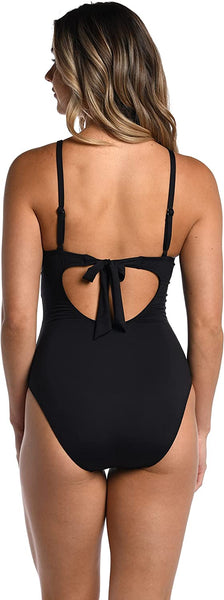 Mavis Black One Piece Sheer Panel Swimsuit