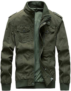 Men's Dark Green Casual Winter Cotton Military Jacket