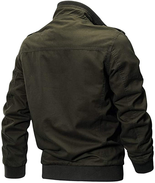 Men's Dark Green Casual Winter Cotton Military Jacket