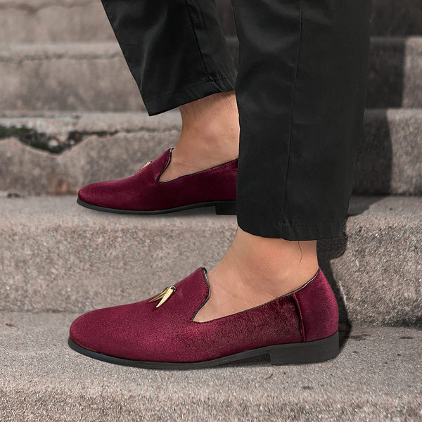 Men's Red Wine Luxury Slip-On Dress Shoes