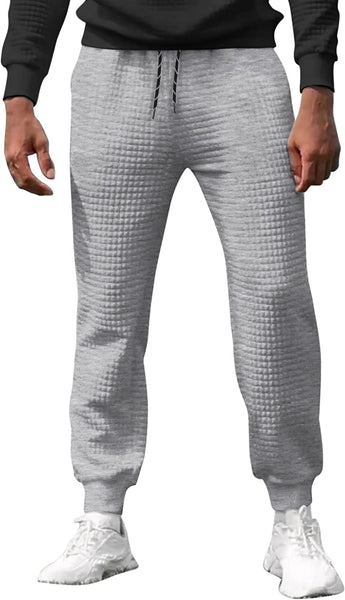 Athletic Grey Plaid Jacquard Men's Jogger Sweatpants