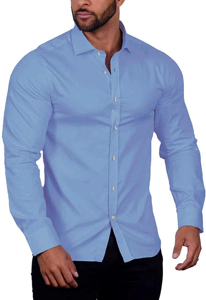 Men's Wrinkle-Free Button Down Navy Blue Shirt