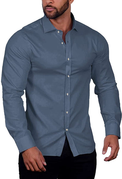 Men's Wrinkle-Free Button Down Black Shirt