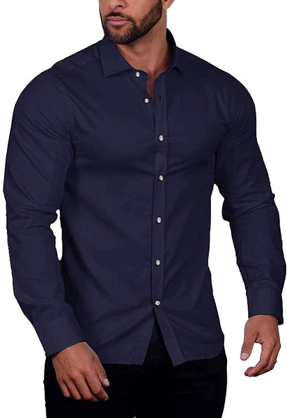 Men's Wrinkle-Free Button Down Black Shirt