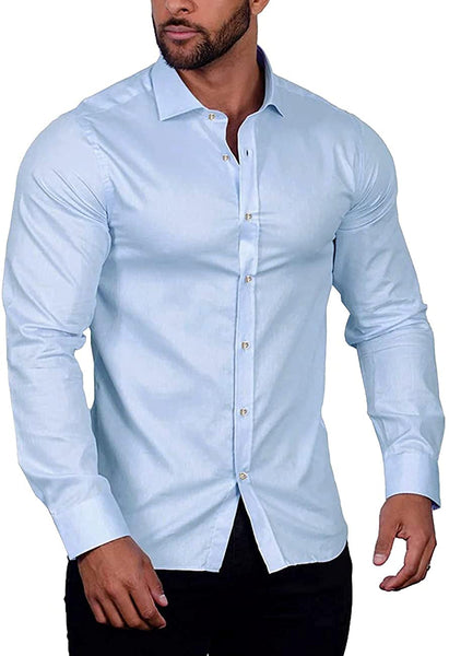 Men's Wrinkle-Free Button Down Navy Blue Shirt