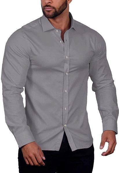 Men's Wrinkle-Free Button Down Black Shirt