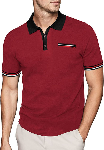 Classic Fit Wine Red Short Sleeve Men's Golf Polo Shirt