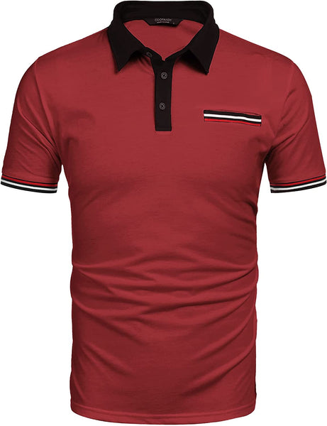 Classic Fit Wine Red Short Sleeve Men's Golf Polo Shirt