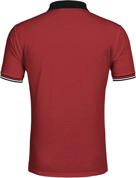 Classic Fit Wine Red Short Sleeve Men's Golf Polo Shirt