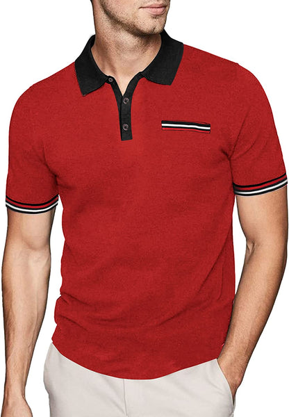 Classic Fit Red Short Sleeve Men's Golf Polo Shirt