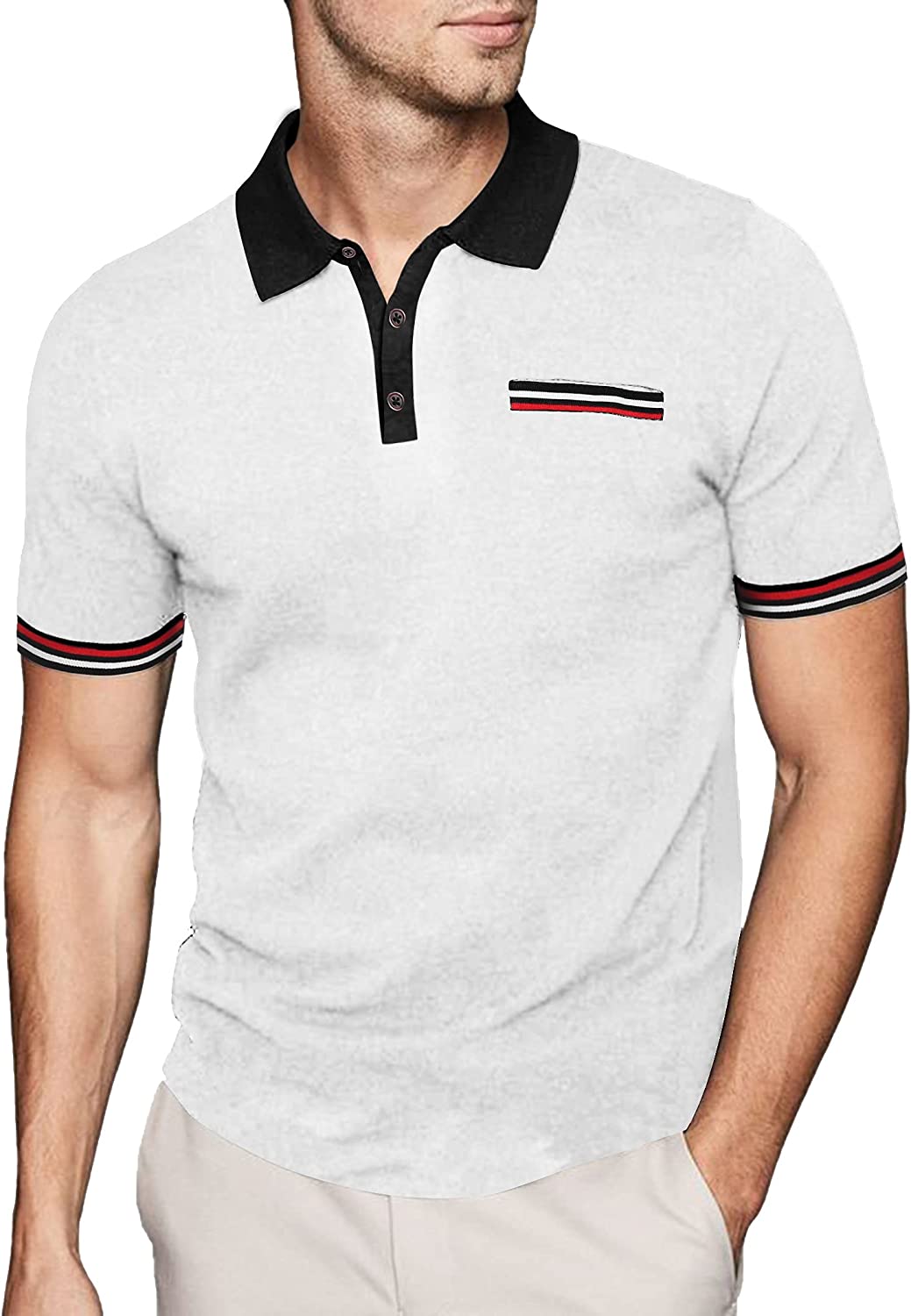 Classic Fit White Short Sleeve Men's Golf Polo Shirt