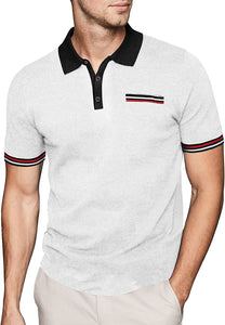 Classic Fit White Short Sleeve Men's Golf Polo Shirt