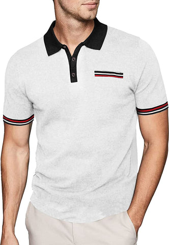 Classic Fit White Short Sleeve Men's Golf Polo Shirt