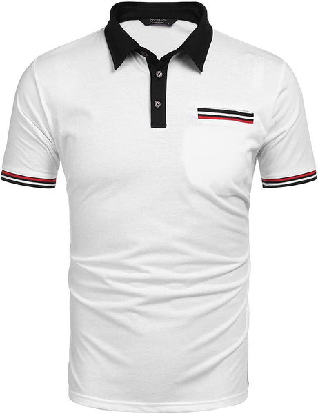 Classic Fit White Short Sleeve Men's Golf Polo Shirt