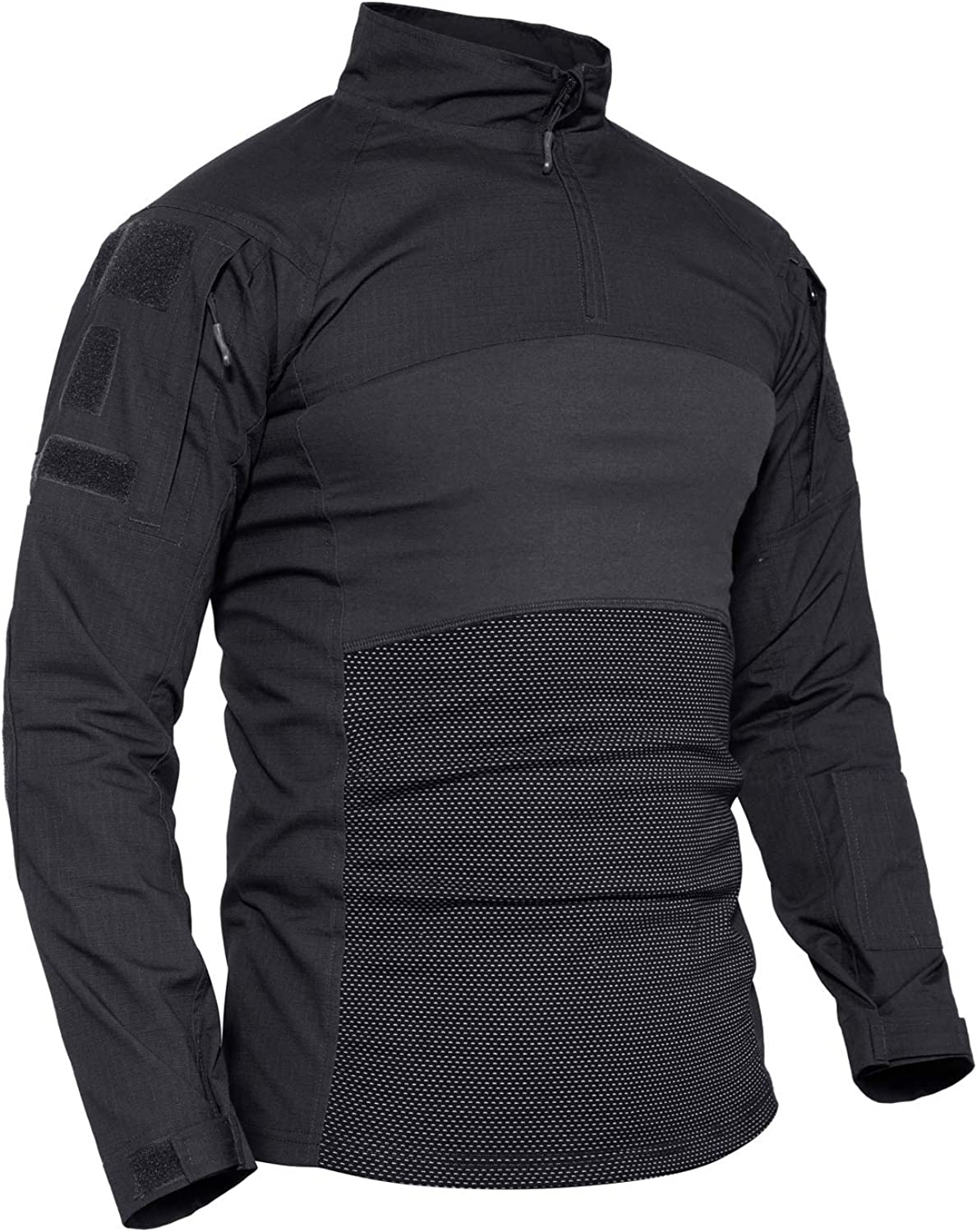 Military Black Pullover Long Sleeve Men's Shirt