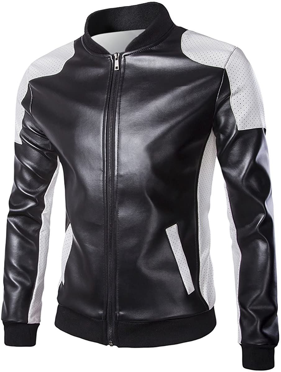 Men's Matte Black Latticed Baseball Bomber Jacket Slim Fit Coat