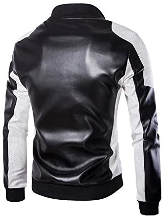 Men's White Latticed Baseball Bomber Jacket Slim Fit Coat