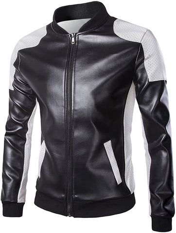 Aigio Black Latticed Baseball Bomber Slim Fit Jacket