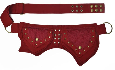 Casual Maroon Renaissance Faire Lace Waist Fanny Pack Bag
