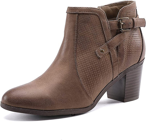 Beautiful Taupe Faux Suede Zipper Buckle Boots