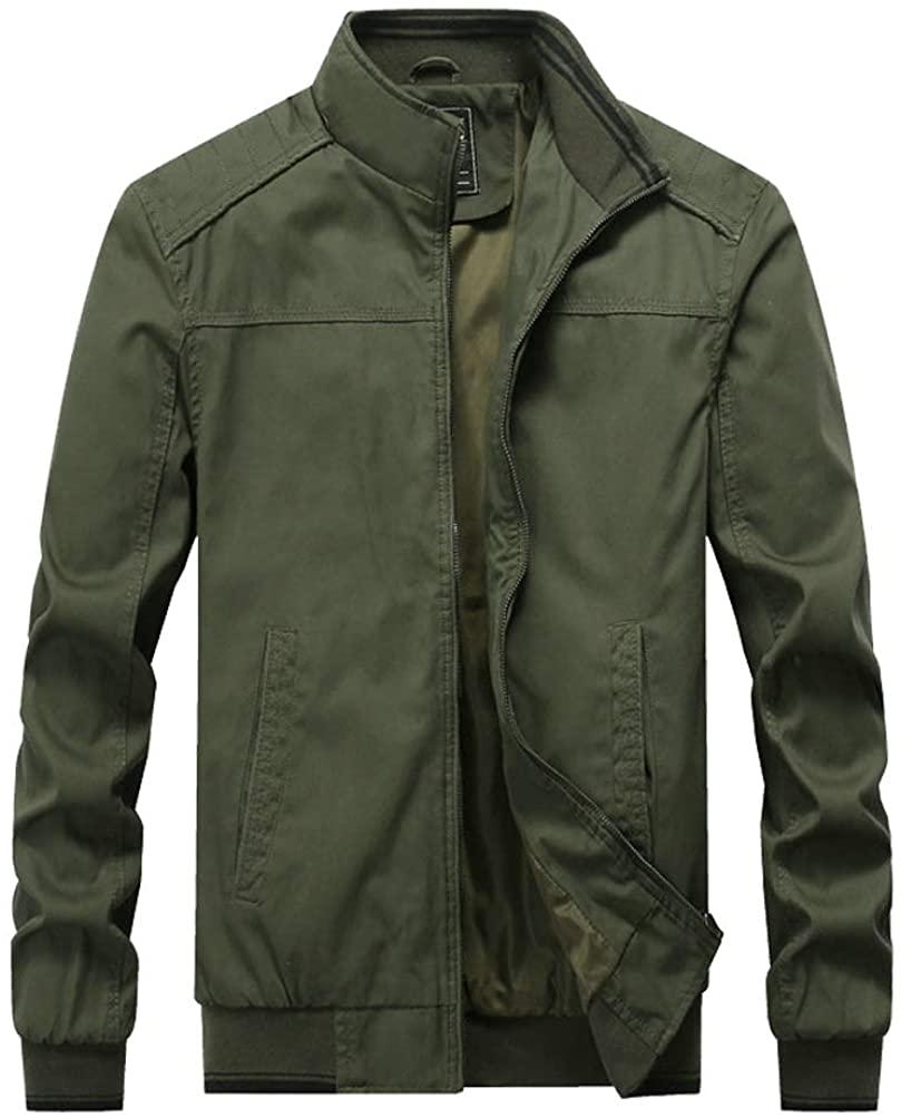 Zip Coat Outwear Army Green Lightweight Windbreaker Bomber Jacket