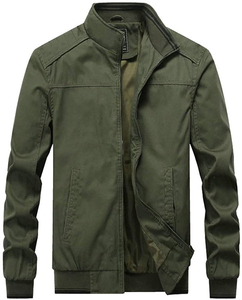 Zip Coat Outwear Army Green Lightweight Windbreaker Bomber Jacket