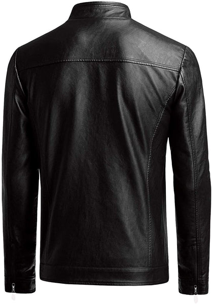 Men's Chocolate Faux Leather Long Sleeve Jacket