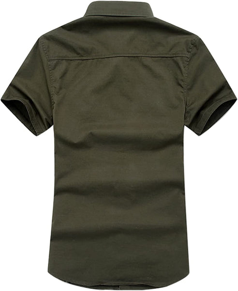 Men's Military White Button Down Short Sleeve Tactical Shirt