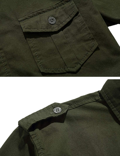 Men's Black Military Button Down Long Sleeve Tactical Shirt